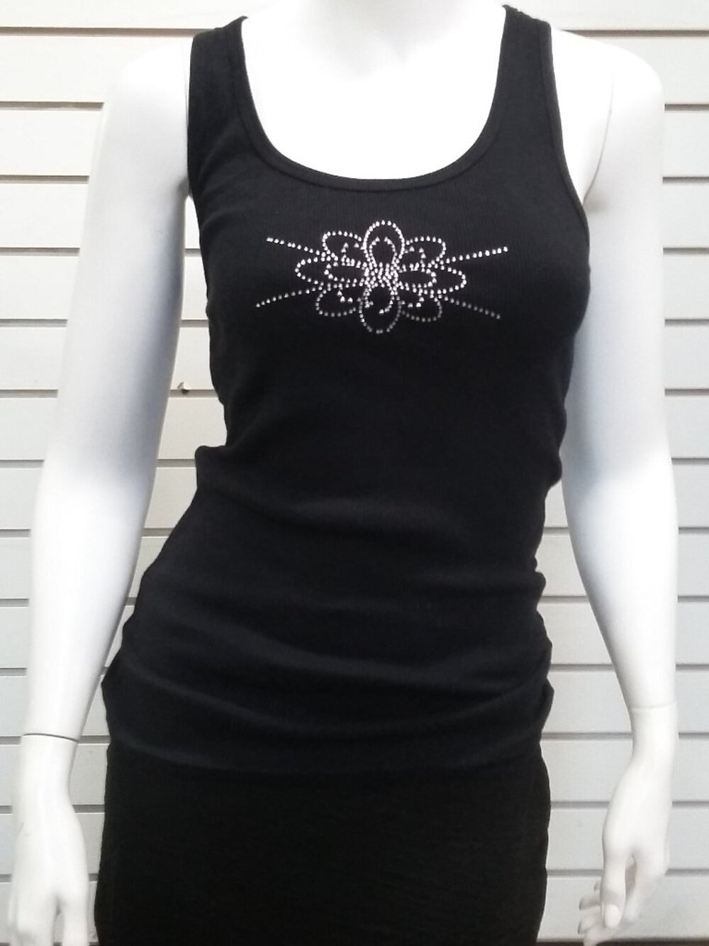 Lace back rhinestone tank